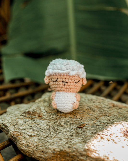 Sheep lamp Crochet Miniature Doll . Perfect Sensory Fidget Toy . Car and Office Desk Decor . Pocket Hug, Cute DIY Baby Mobile and Stocking Stuffer