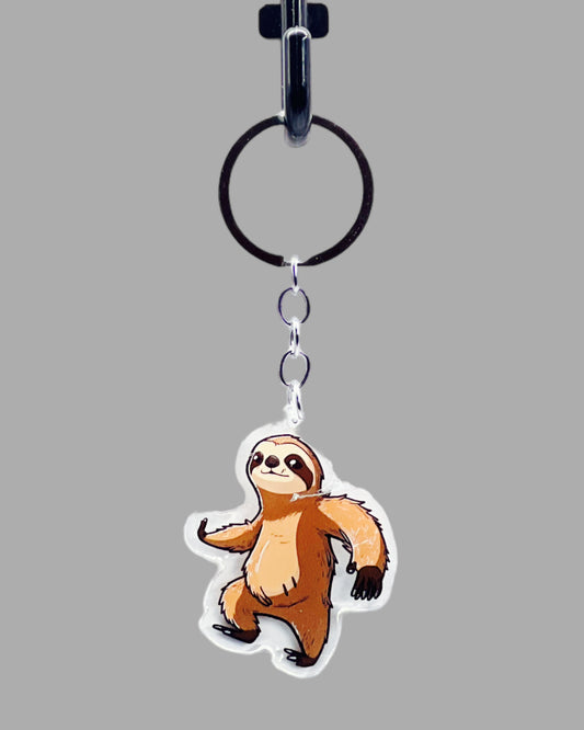 Sloth Acrylic keychain, Wildlife Cute kawaii memorial ornament, pet portrait charm, backpack fob, dad car décor, stocking stuffer, birthday gift