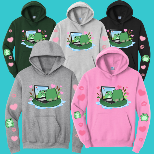 Frog Sweatshirt Unisex Clothing Kawaii Hoodie :  Best Friend Gift . Fall Winter Essential . Frog and Toad Couple