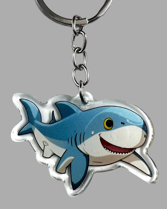 Shark Acrylic Keychain, Wildlife Cute kawaii memorial ornament, pet portrait charm, backpack fob, dad car décor, stocking stuffer, birthday gift