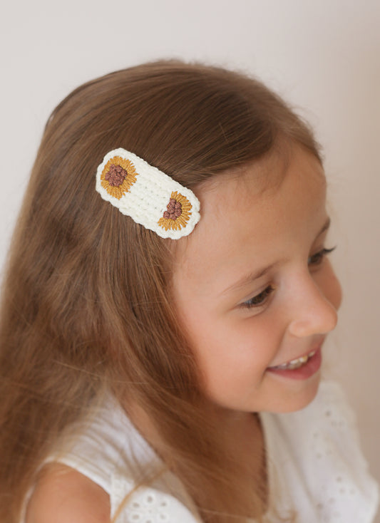 Trendy Girls' Gifts : Crochet Hair Clips . Barrettes for Teens, Granddaughters, Newborn Girl Outfits, with Embroidery Designs
