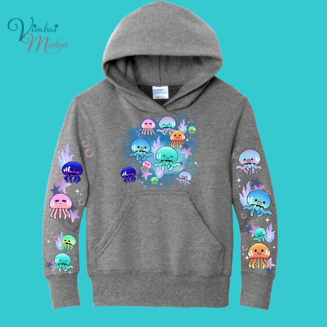 Youth Jellyfish Sweatshirt Unisex Clothing Kawaii Hoodie : Ocean, fish, beach  and Best Friend Gift . Fall Winter Essential . Gift for her