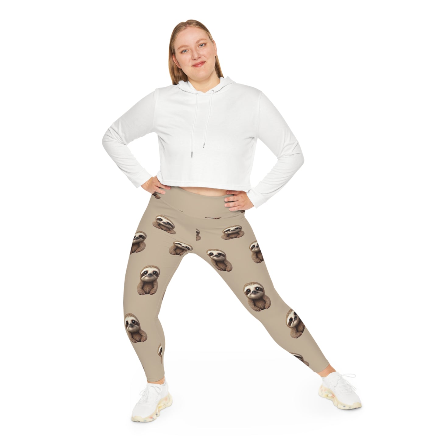 Sloth Plus Size Leggings One of a Kind Gift - Unique Workout Activewear tights for Mom fitness, Mothers Day, Girlfriend Christmas Gift