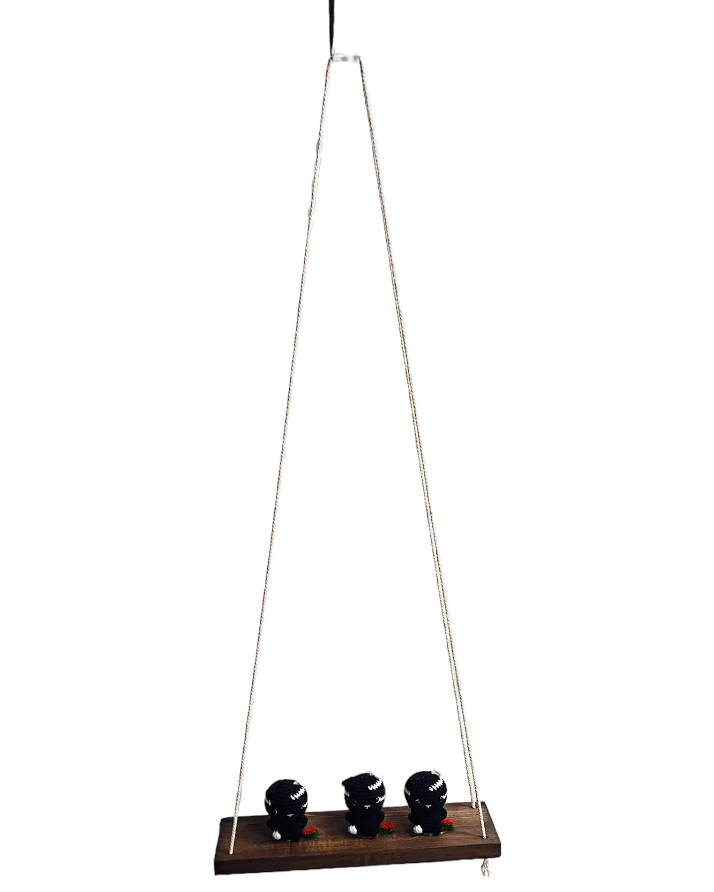 Black cats on a swing  Hanging Wall Shelf