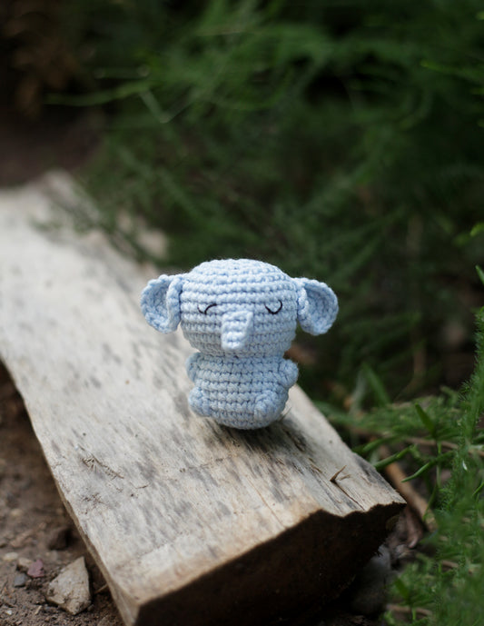 Elephant Crochet Miniature Doll . Perfect Sensory Fidget Toy . Car and Office Desk Decor . Pocket Hug, Cute DIY Baby Mobile and Stocking Stuffer