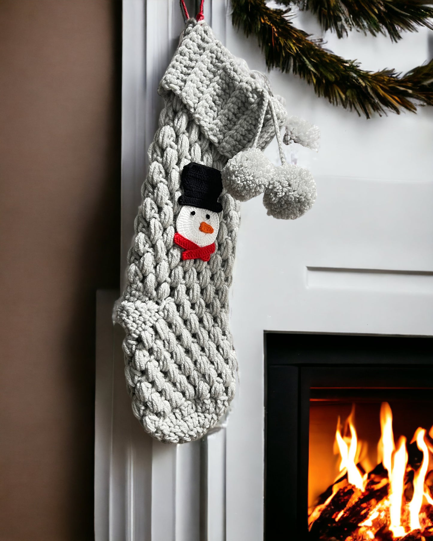 Light Grey Snowman Christmas Stocking