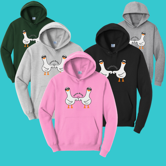 Unisex Clothing  Silly Goose Kawaii  Sweatshirt Hoodie :  Couples Gift .Best Friend Gift.  Fall Winter Essential