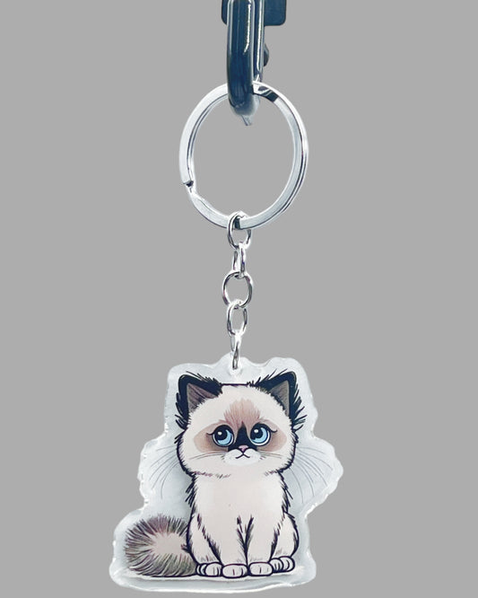 Siamese Cat Acrylic Keychains, Cute kawaii memorial ornament, pet portrait charm, backpack fob, dad car décor, stocking stuffer, birthday gift