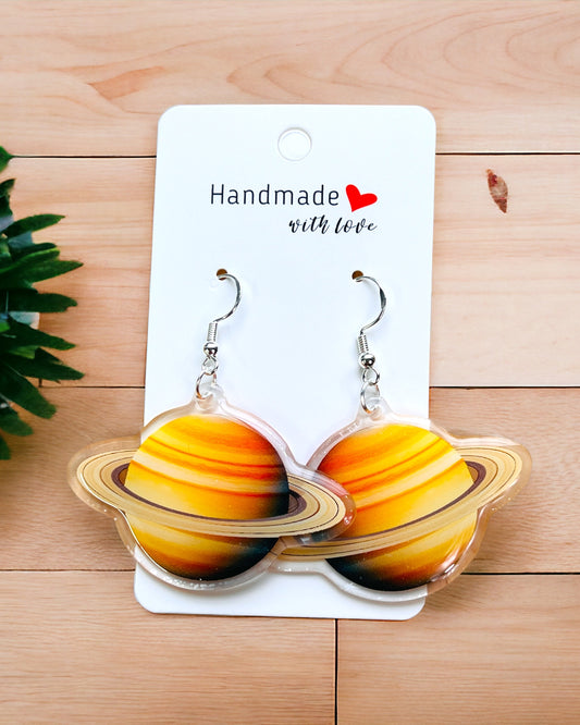 Saturn Acrylic earrings, funky weird earrings, quirky earrings, cool funny earrings, gift for her, birthday gift,  Christmas stocking stuffer
