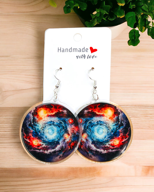 Galaxy Acrylic earrings, funky weird earrings, quirky earrings, cool funny earrings, gift for her, birthday gift,  Christmas stocking stuffer