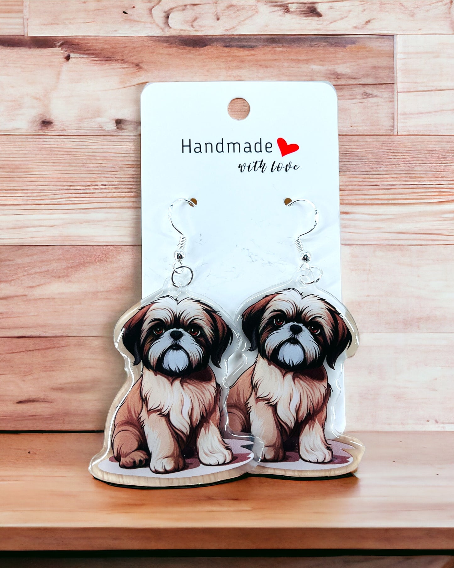 shih tzu Dog mom Acrylic fun kawaii earrings, pet memorial charm, cute puppy, loss sympathy, quirky earrings, grief gift for her, animal lover gift