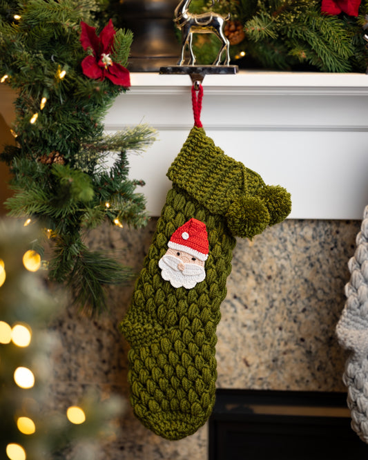 Green Santa Christmas Stocking