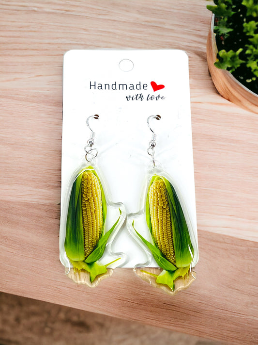 Corn Acrylic Earrings funky weird quirky earrings, cool funny  gift for her, birthday gift,  Christmas stocking stuffer