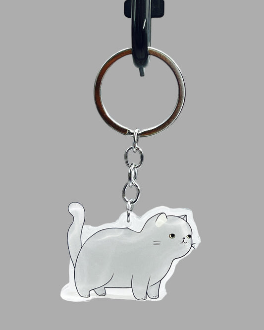 Scottish Fold Cat Acrylic Keychain, Cute kawaii memorial ornament, pet portrait charm, backpack fob, dad car décor, stocking stuffer, birthday gift