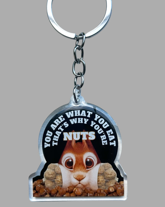 Squirrel wildlife acrylic Keychain, Cute kawaii memorial ornament, pet portrait charm, backpack fob, dad car décor, stocking stuffer, birthday gift