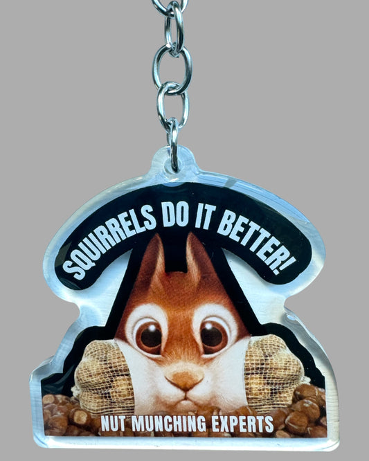 Squirrel wildlife acrylic keychain, Cute kawaii memorial ornament, pet portrait charm, backpack fob, dad car décor, stocking stuffer, birthday gift
