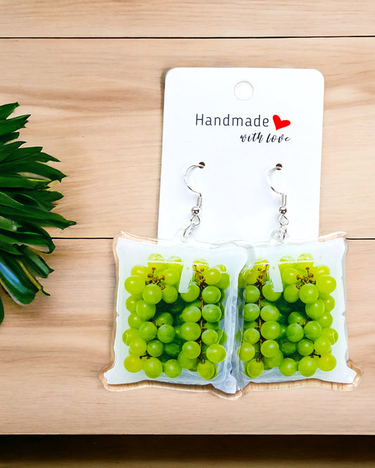 Grapes Acrylic earrings, funky weird earrings, quirky earrings, cool funny earrings, gift for her, birthday gift,  Christmas stocking stuffer