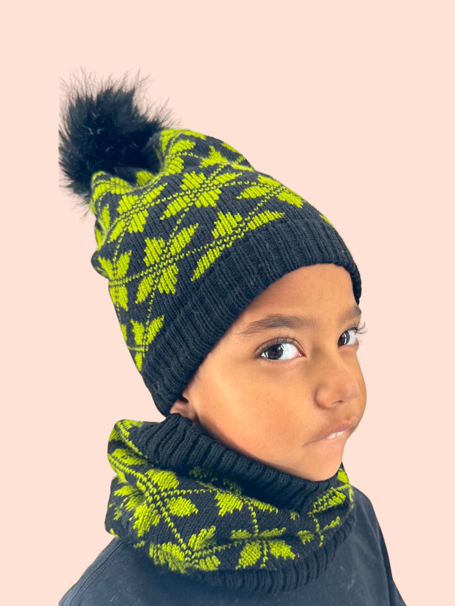 Kids knit hat and cowel set