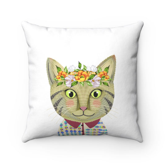 Cat watercolor Spun Polyester Square Pillow