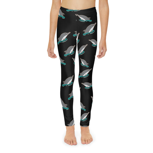 Dolphin, Ocean, Beach Youth Leggings, One of a Kind Gift - Unique Workout Activewear tights for kids fitness, Daughter, Niece Christmas Gift