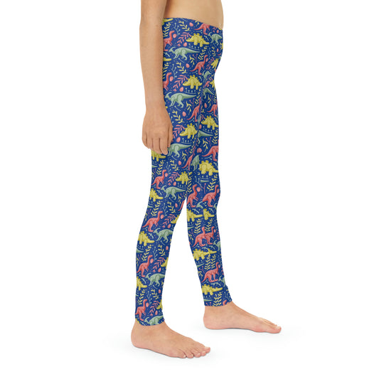 Dinosaur Trex Jurassic Park Youth Leggings, One of a Kind Gift - Unique Workout Activewear tights for kids , Daughter, Niece Christmas Gift
