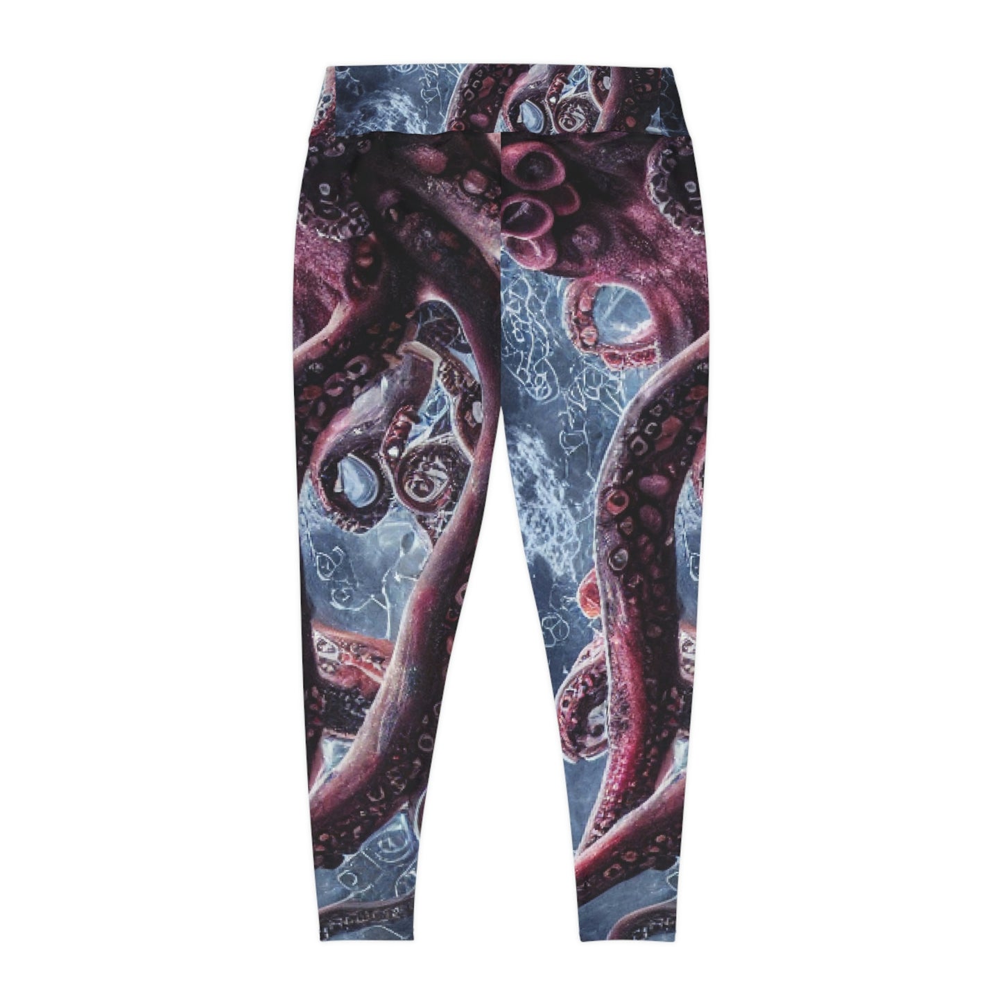 Octopus Beach Plus Size Leggings, One of a Kind Gift - Unique Workout Activewear tights for Mom fitness, Mothers Day, Girlfriend Christmas Gift