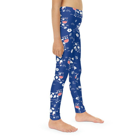 Cow Youth Leggings,  One of a Kind Gift - Unique Workout Activewear tights for  kids Fitness , Daughter, Niece  Christmas Gift