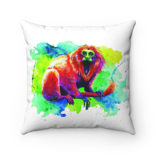 Monkey Watercolor Spun Polyester Square Pillow