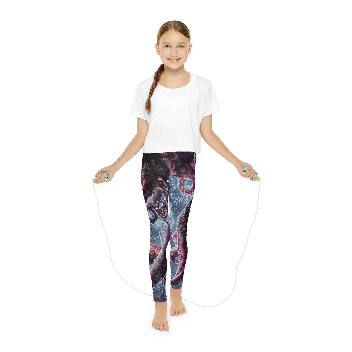 Octopus Beach Youth Leggings, One of a Kind Gift - Unique Workout Activewear tights for kids fitness, Daughter, Niece Christmas Gift