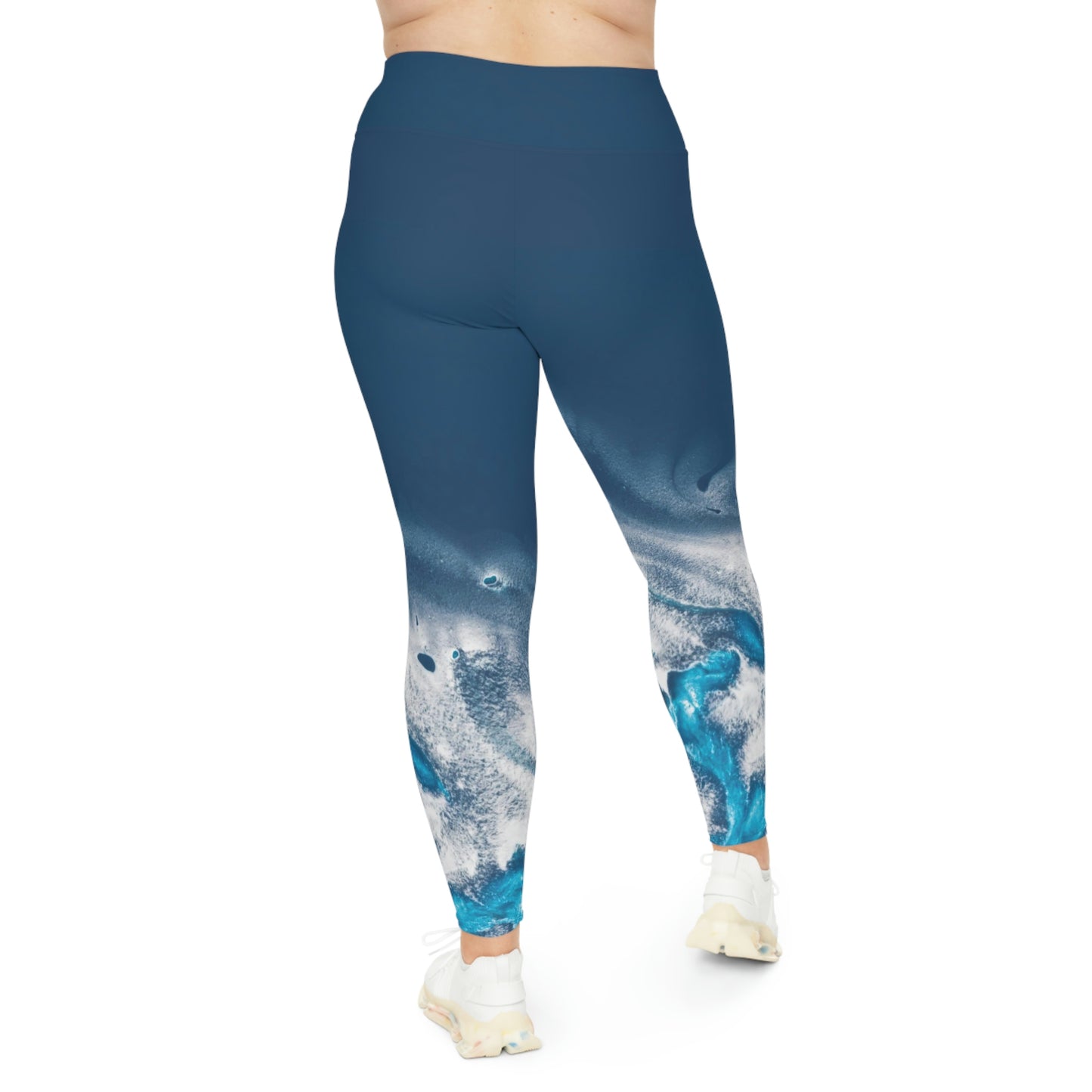 Plus Size Beach, Ocean, Coastal Women Leggings, One of a Kind Workout Activewear tights for Wife Fitness, Best Friend, mom and me  Christmas Gift