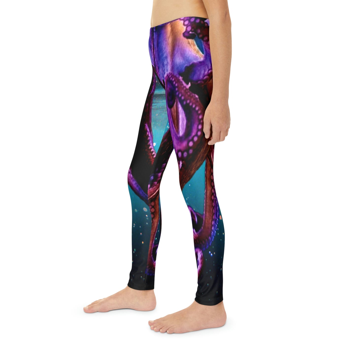 Octopus Beach Youth Leggings, One of a Kind Gift - Unique Workout Activewear tights for kids fitness, Daughter, Niece Christmas Gift