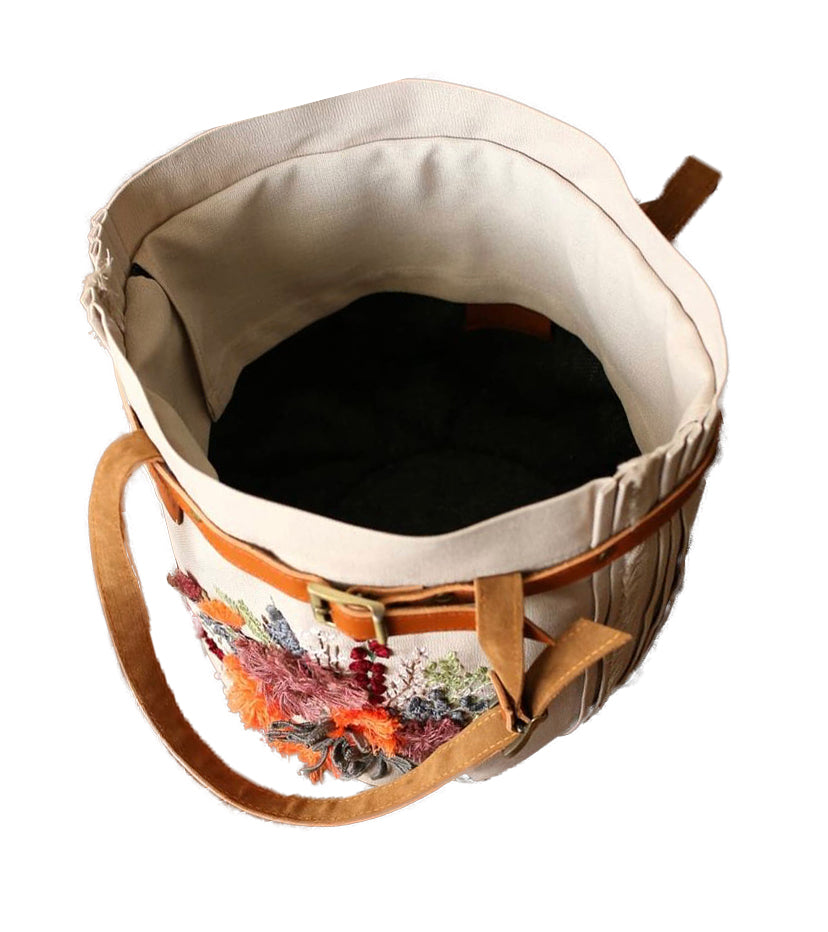 Embroidered  Bucket Tote Bag