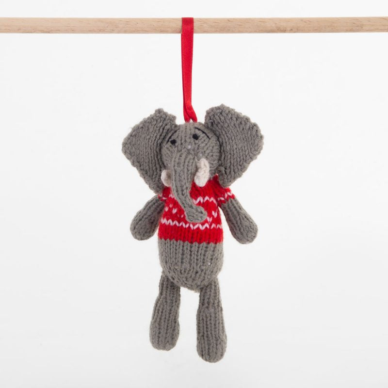 Gogo Christmas Ornament: Elephant (Nzou) Red Ornament