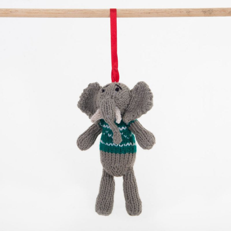 Gogo Christmas Ornament: Elephant (Nzou) Green Ornament