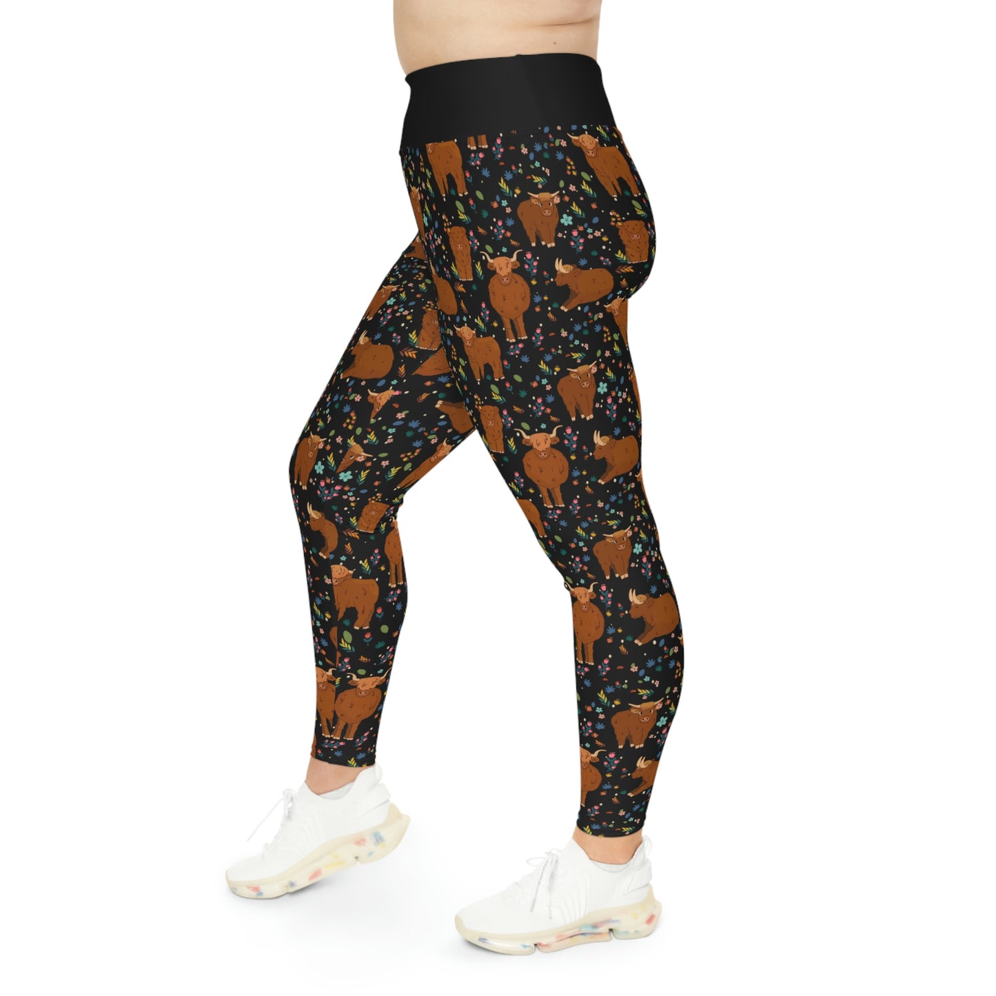 Highland cows Women Leggings,  Farm Animal, One of a Kind Workout Activewear for Wife Fitness, Girlfriend mom and me tights Christmas Gift