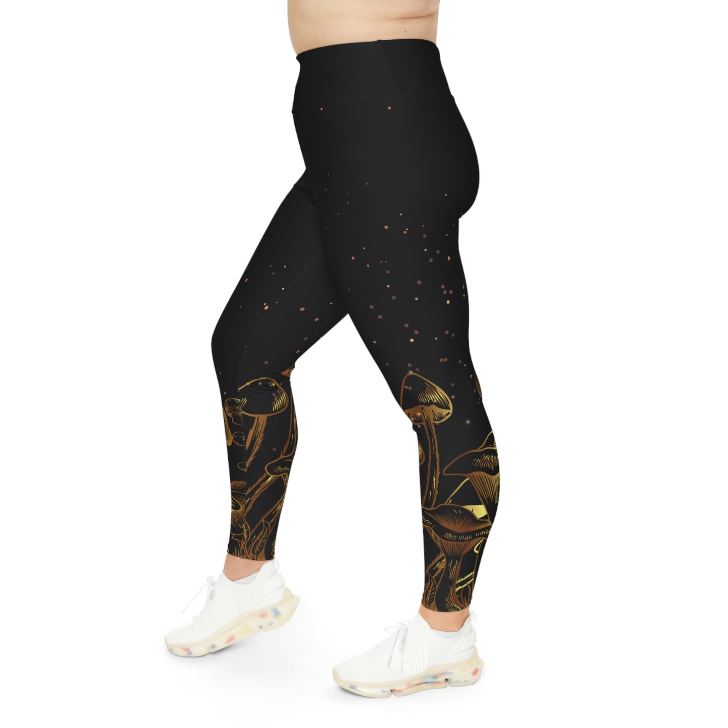Magic Mushrooms cottagecore, Psychedelic Plus Size Leggings One of a Kind Workout Activewear for Wife, Best Friend,  Christmas Gift mom tights