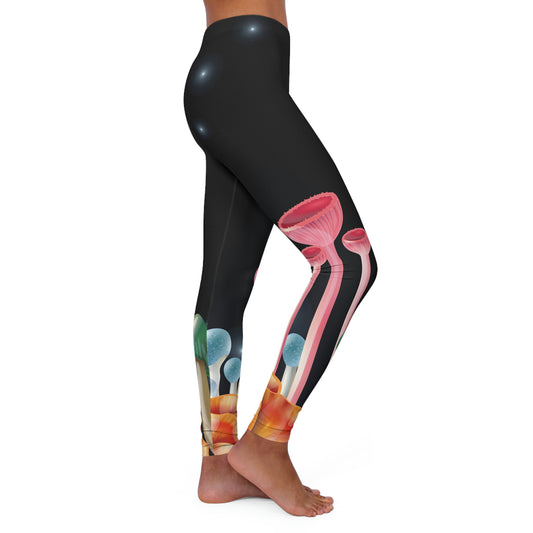 Magic Mushrooms cottagecore, Psychedelic Women Leggings, One of a Kind - Unique Workout Activewear tights ,Mothers Day, Wife Christmas Gift