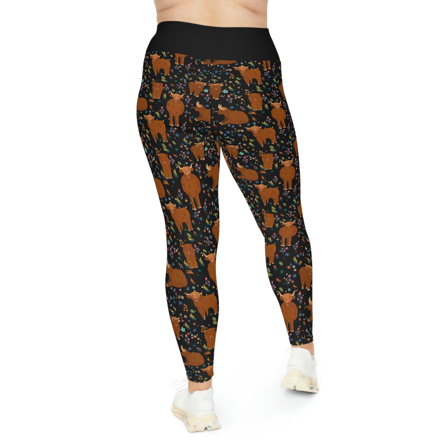 Highland cows Women Leggings,  Farm Animal, One of a Kind Workout Activewear for Wife Fitness, Girlfriend mom and me tights Christmas Gift