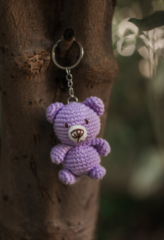 Purple Bear Key Ring : Amigurumi Purple Bear  keychain, Purple Bear amigurumi keychain, crochet keychain, Purple Bear  amigurumi, cute Purple Bear  keychain, handmade Purple Bear