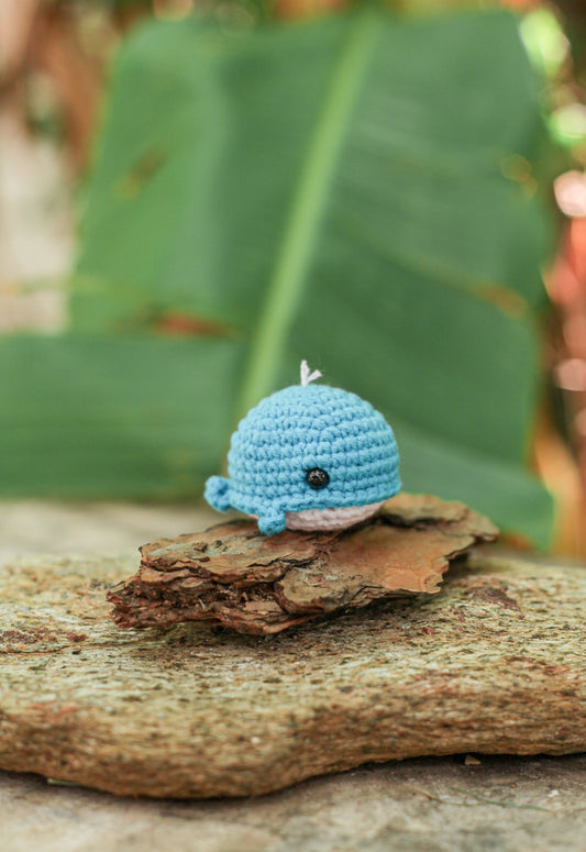 Whale  Crochet Miniature Doll . Perfect Sensory Fidget Toy . Car and Office Desk Decor . Pocket Hug, Cute DIY Baby Mobile and Stocking Stuffer