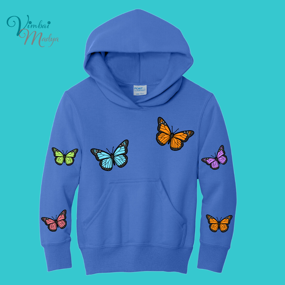 Youth Butterfly Unisex Sakura  Kawaii Frog Sweater Hoodie : Perfect Mother's Day Gift & Fall Winter Essential  .  Trendy, Blossom Style for Your Best Friend