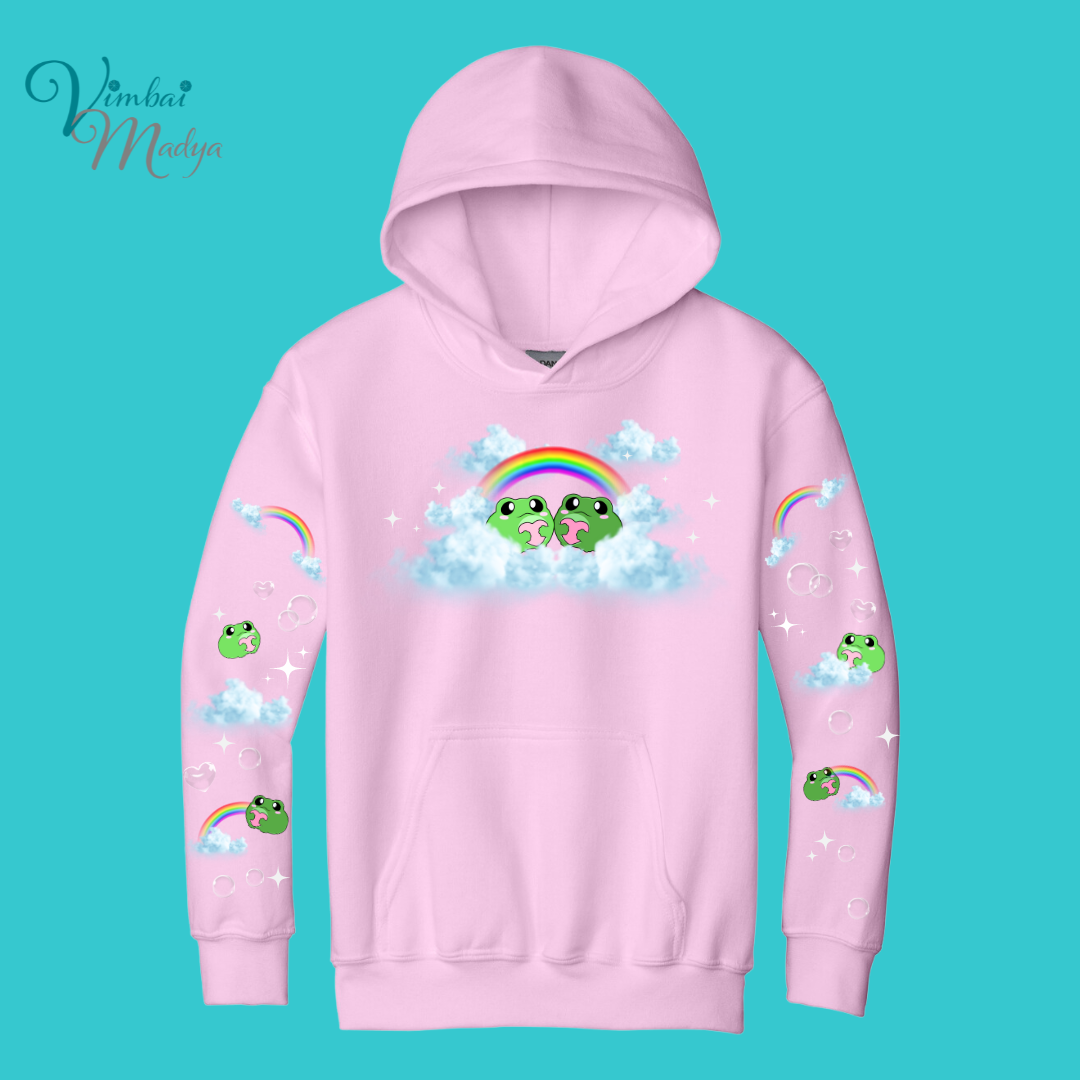 Youth Kawaii Frog  Sweater Hoodie  : Perfect Mother's Day Gift & Fall Winter Essential  .  Trendy, Unisex Style for Your Best Friend's Wardrobe