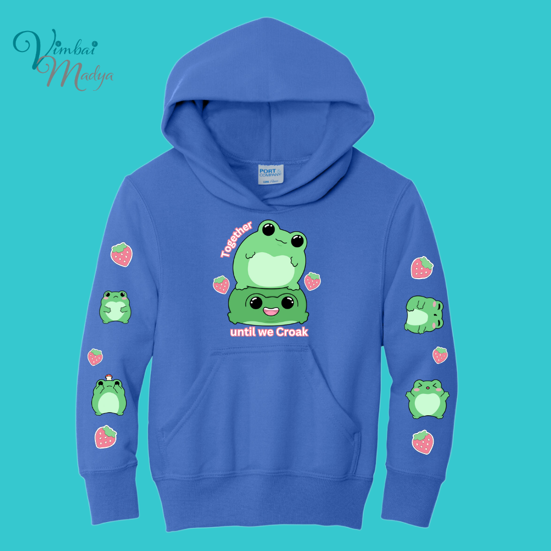Youth Kawaii Frog  Sweater Hoodie  : Perfect Birthday Gift & Fall Winter Essential  .  Trendy, Unisex Style for Your Best Friend's Wardrobe