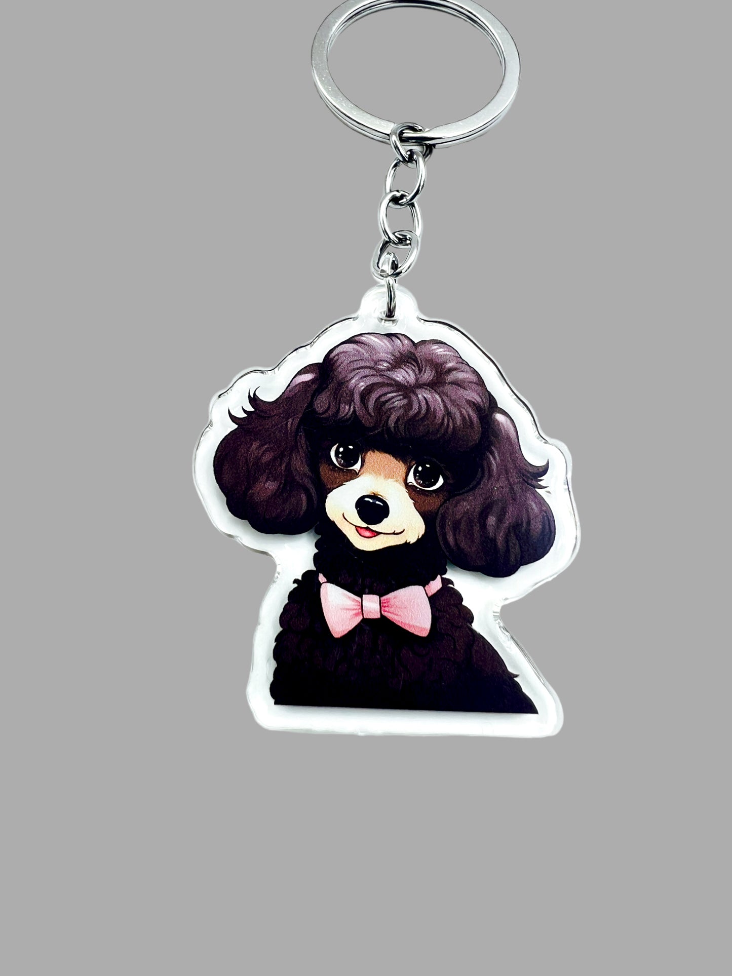 Black Poodle Dog Kawaii Acrylic Keychain