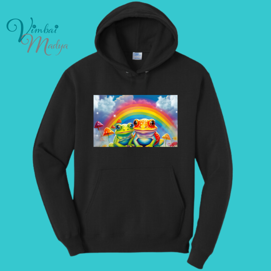 Frog Sweatshirt Unisex Clothing Kawaii Hoodie :  Best Friend Gift . Fall Winter Essential . Frog and Toad Rainbow
