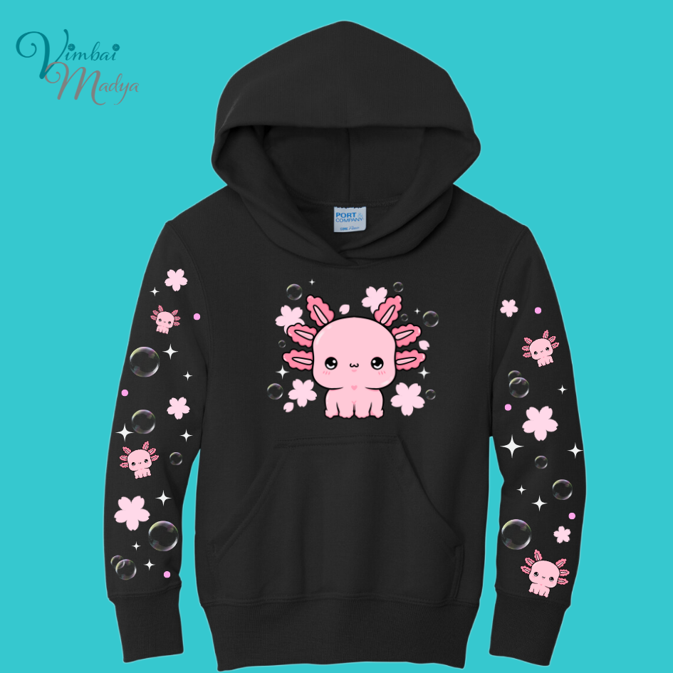 Youth Axolotl Sweatshirt Unisex Clothing Kawaii Hoodie : Ocean, fish, beach  and Best Friend Gift . Fall Winter Essential . Gift for her