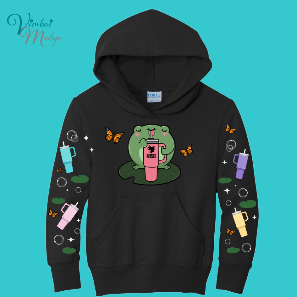 Youth Kawaii Frog  Sweater Hoodie  : Perfect Mother's Day Gift & Fall Winter Essential  .  Trendy, Unisex Style for Your Best Friend's Wardrobe