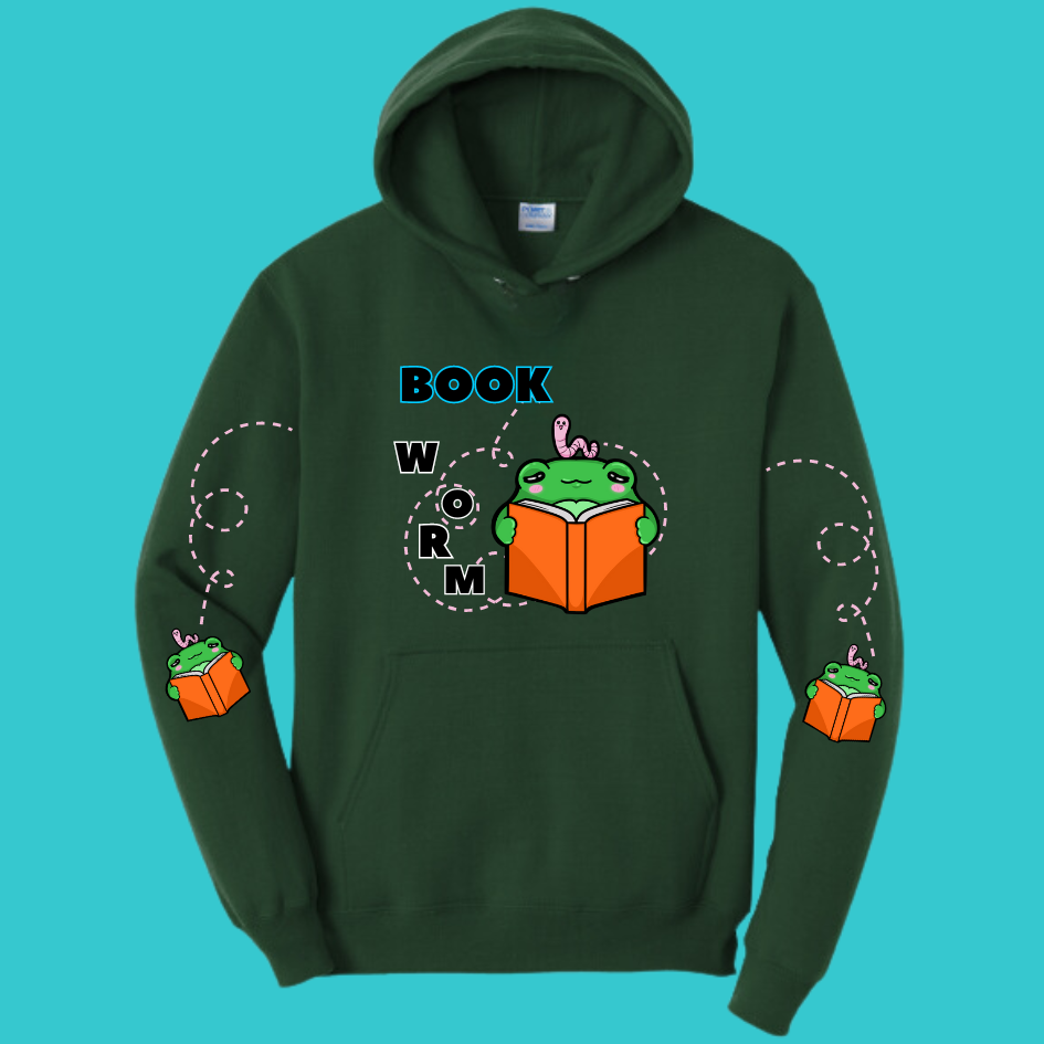 Unisex Kawaii Frog Sweater Hoodie : Perfect Mother's Day Gift & Fall Winter Essential  .  Trendy Bookworm Style for Your Best Friend