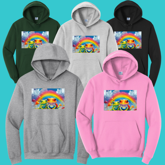 Frog Sweatshirt Unisex Clothing Kawaii Hoodie :  Best Friend Gift . Fall Winter Essential . Frog and Toad Rainbow