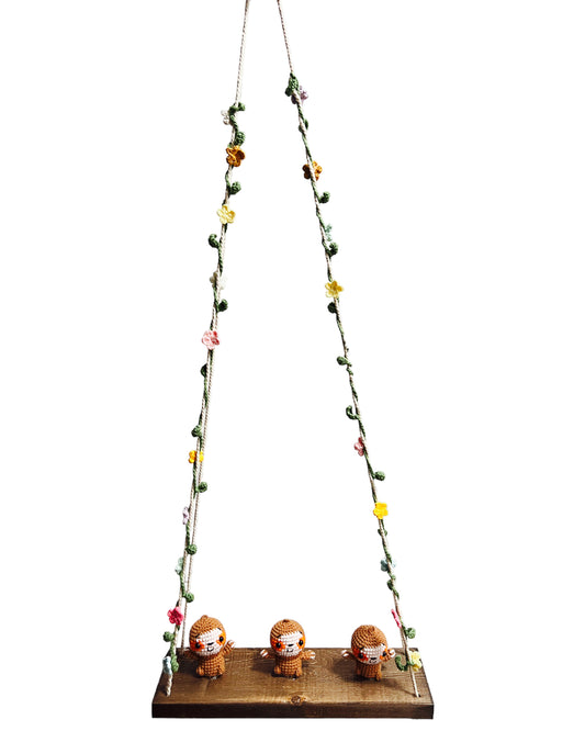 Sloths on a swing  Hanging Wall Shelf